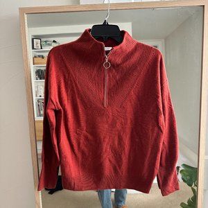 The Reset Half-Zip Cashmere/Wool Blend Sweater, Size XS